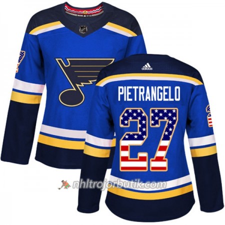 Dame Ishockey St. Louis Blues Tröja Alex Pietrangelo 27 Adidas 2017-2018 Blå USA Flag Fashion Authentic